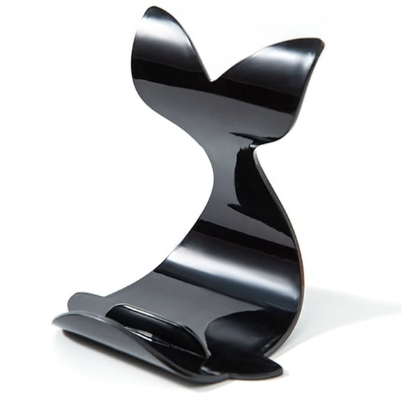 Phone Stand, Loetky Shaped Phone Stand, Creative Anti-Slip Mobile Holder, Stable Portable Plastic Stand for Desk & Table, Universal Design, Black