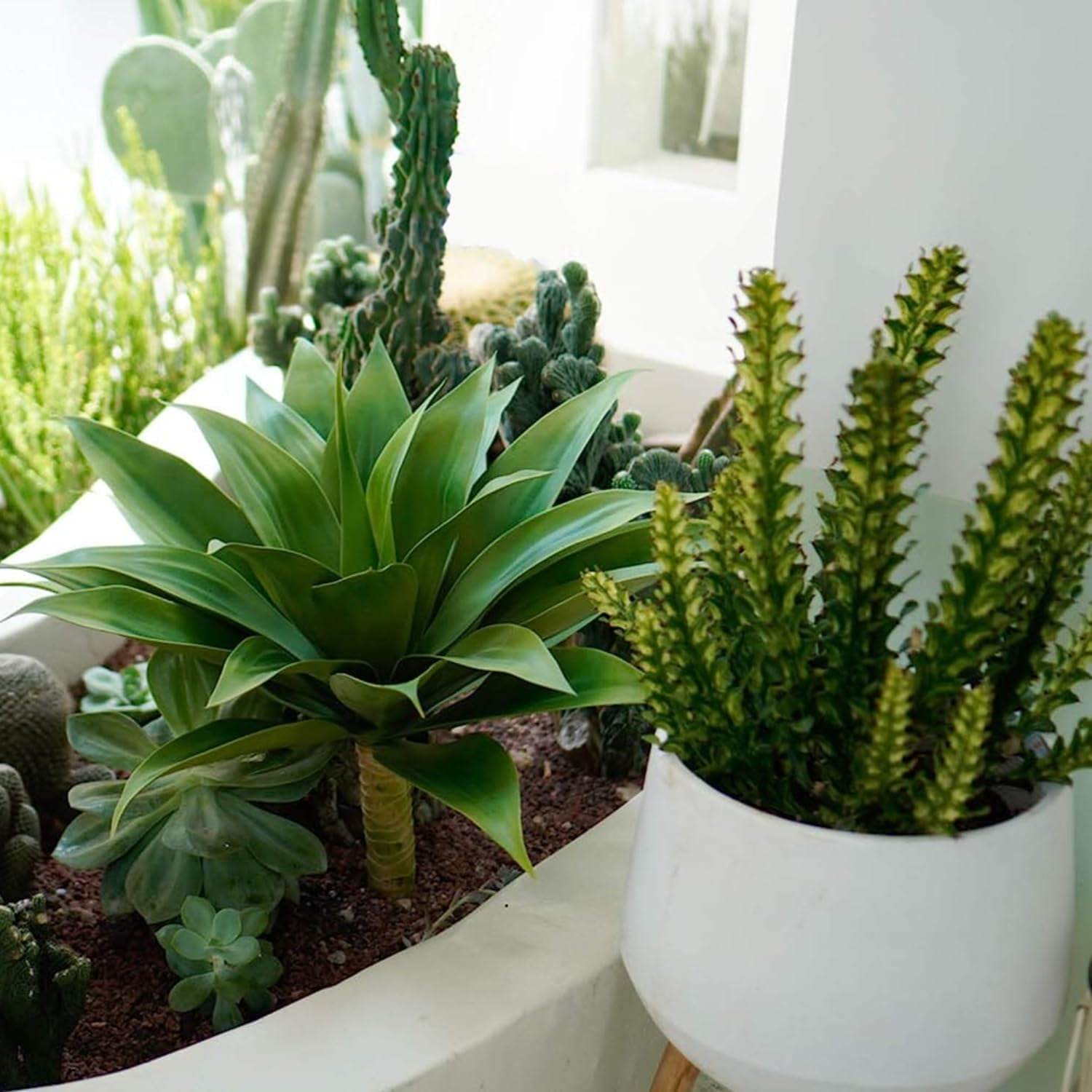 Artificial Plant Outdoor Agave - Large Size UV Resistant Fake Agave Plants for Indoor and Outdoor Decor(28 Inch)