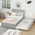 thumbnail image 3 of Twin Size Platform Bed Frame with Trundle, Wood Bed Frame with Hollow Headboard, 3 of 8