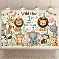 thumbnail image 5 of Wild One Birthday Backdrop Safari Happy 1st Birthday Photography Background Pink Floral Animals Newborn Shower Birthday Party Decorations Banner Supplies Photo Booth Props, 5 of 7