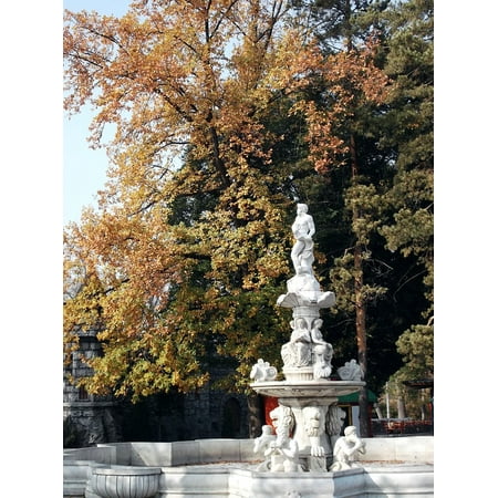 Framed Art For Your Wall Garden Summer Fountain Monument Fall Spring Park 10x13 Frame