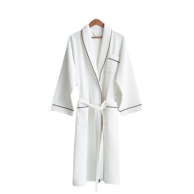 Albornoz de Hotel, camisón de salón de belleza bordado de algodón blanco grueso, albornoz fino de verano JAMW Sencillez
