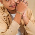 thumbnail image 5 of JeenMata Men's Full Bling Iced Out Curb Chain Bracelet in Yellow - Prong Setting - Chunky Men's Jewelry, 5 of 5