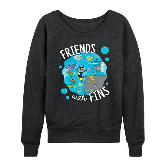 Pete The Cat - Friends With Fins - Women's Lightweight French Terry Long Sleeve Shirt