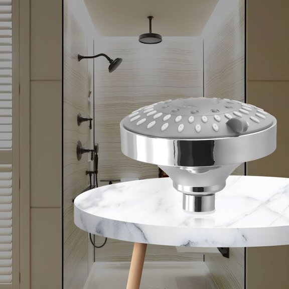 HIBIBUD High Pressure Shower Head 4 Inch 5 Setting Adjustable Rainfall Sprayer Chrome Round Wall-Mounted for Bathroom