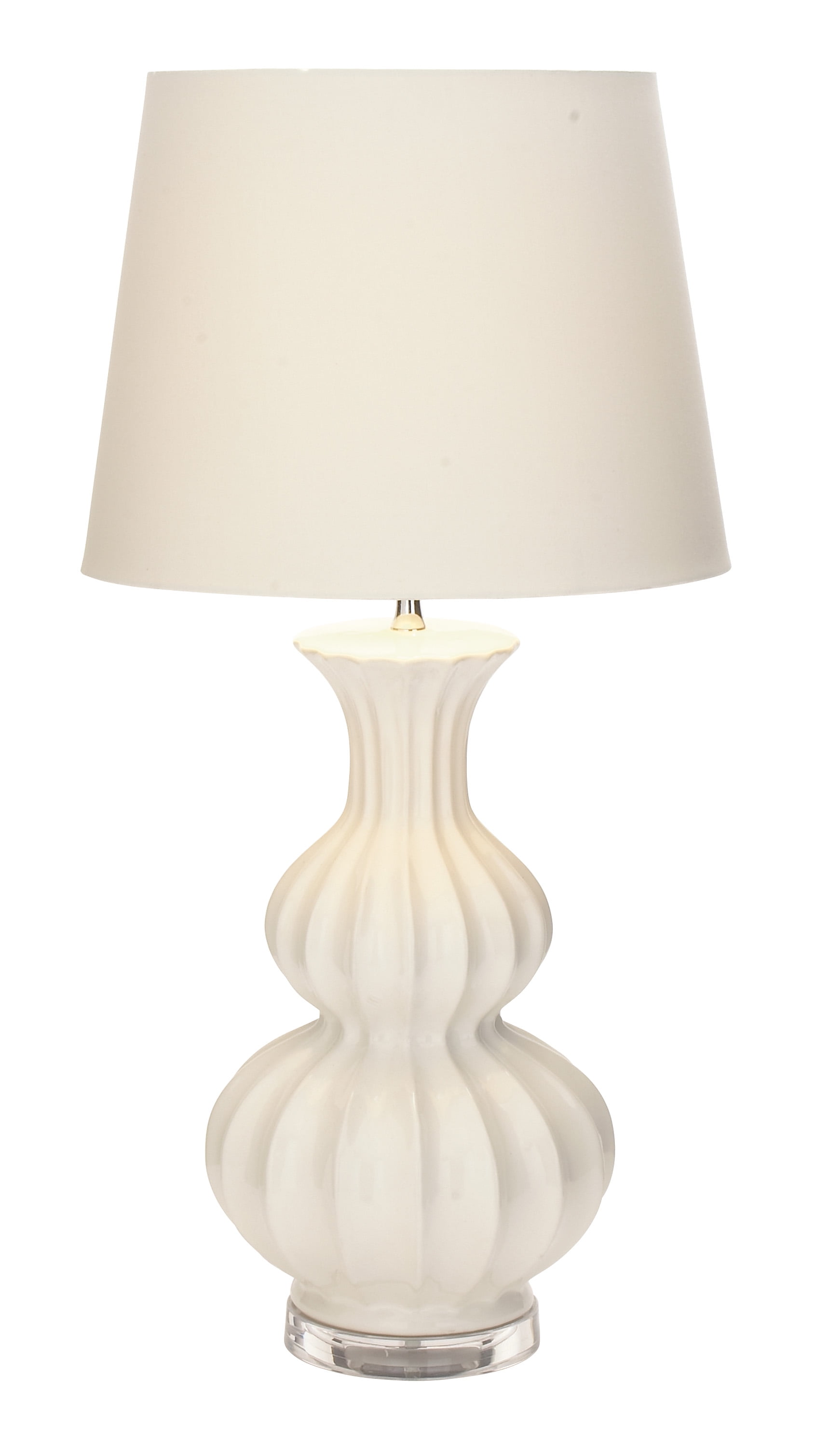 Decmode Modern 29 X 9 Inch Ceramic Fluted Table Lamp, White