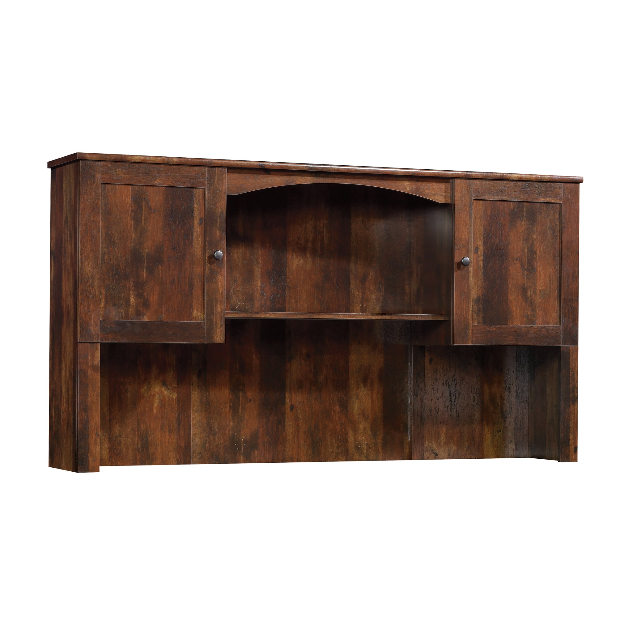 Details About Sauder Harbor View Corner Computer Desk Hutch Curado Wood With Cherry Finish