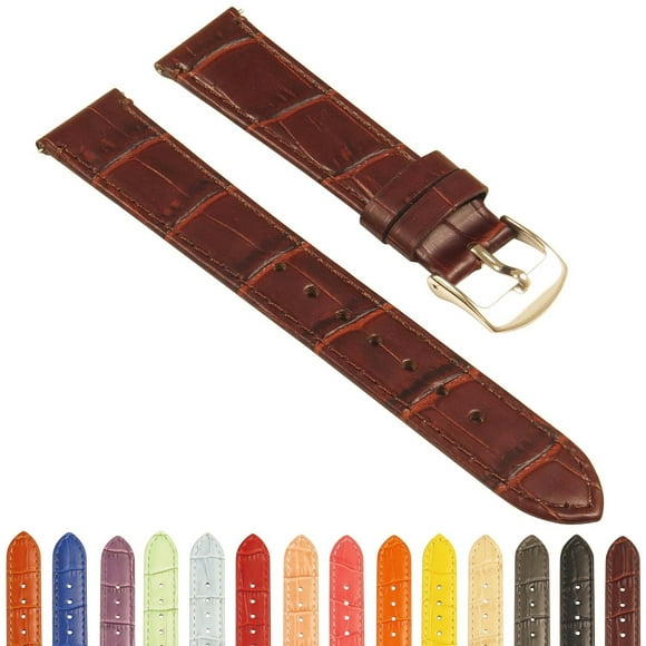 StrapsCo Bracelet de Montre en Cuir Gaufré pour Femmes Crocodile - Bracelet à Dégagement Rapide - 10mm 12mm 14mm 16mm 18mm 20mm 22mm 24mm