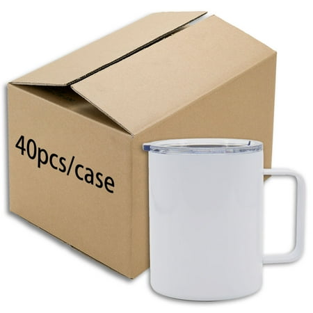 Aquaphile 40 pack 10OZ Sublimation Blanks Stainless Steel Coffee Mug with Handle