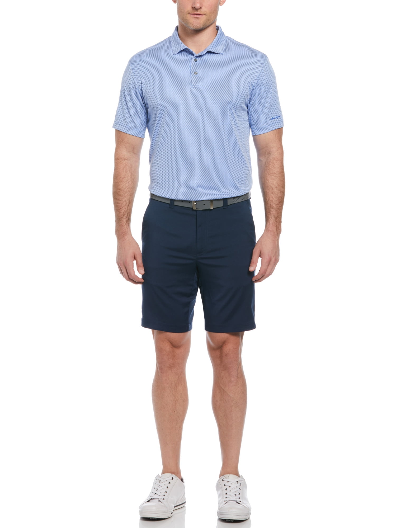 Ben Hogan Men's and Big Men’s Birdseye Geometric Print Jacquard Golf Polo Shirt, up to Size 5XL