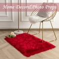 thumbnail image 6 of Junovo Luxury Fluffy Area Rugs Areary Rug for Bedroom Shaggy Rugs Area Carpet for Living Room Bedroom Room,3'x5',Red, 6 of 7