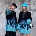 thumbnail image 2 of Suéter cálido para parejas, elegante, estilo japonés, holgado, estilo hip-hop, estilo urbano, cuello redondo, cuello alto, manga larga, para hombres y mujeres, 2 of 6