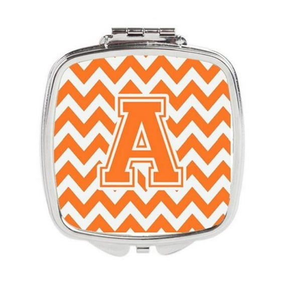 Letter A Chevron Orange & White Compact Mirror - Orange & White