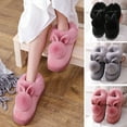 thumbnail image 3 of Naierhg 1 Pair Winter Cotton Slippers Flat Fluffy Cartoon Rabbit Ear Soft Plush Thickened Warm Heat Retention Thick Sole Solid Color Home Indoor Cotton Shoes for Home Light Grey, 3 of 8