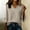 Beige, variant on Women's Solid V-Neck Quarter Sleeve Blouse Casual Fashion Top