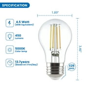 Great Value LED Ceiling Fan Bulb, 4.5-Watt (40W Eqv.) A15 Shape E26 Base Daylight, 2 Pack