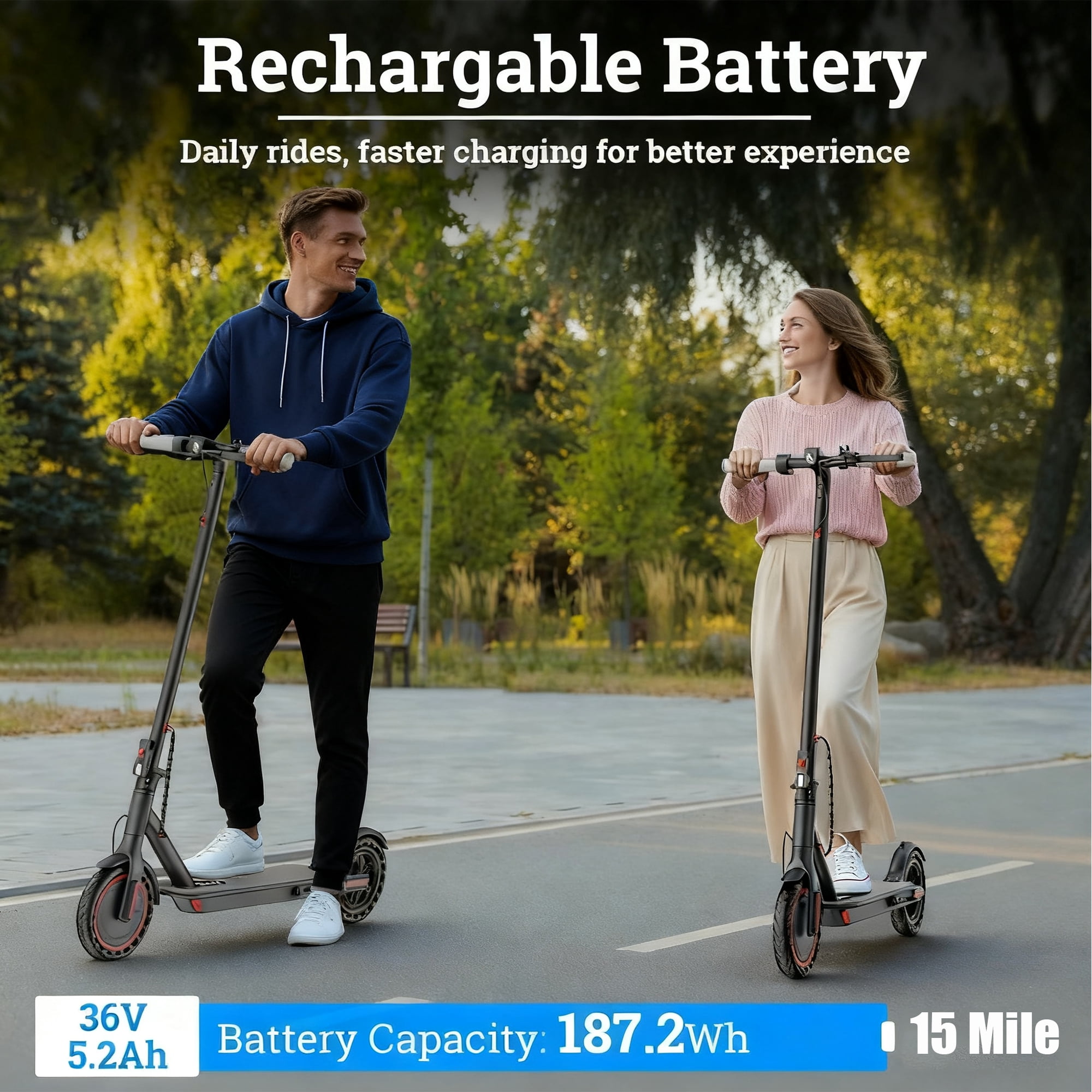 JOYHIS J078L Electric Scooter for Adults, 350W, 8.5" Anti-Skid Tires, 15-19 MPH, 21-Mile Range, Double Braking System & App Control, Foldable Design