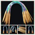 thumbnail image 3 of 18pcs Multicolor Tube Circular Carbonized Wood Knitting Needles 40cm - 120cm, 3 of 5