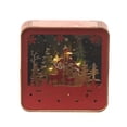 thumbnail image 1 of Figuras de casa de nieve navideñas, decoración con luz cálida, cabaña de troncos brillante para Cuadrado, 1 of 9
