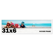 31x6 Frame White Solid Wood Picture Frame Includes UV Acrylic Shatter Guard Front, Acid Free Foam