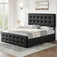 thumbnail image 6 of King Size Upholstered Bed Frame with Adjustable Headboard and 4 Storage Drawers, Velvet Platform Bedframe, Strong Wood Slat Support, No Noise, No Box Spring Needed, 6 of 7