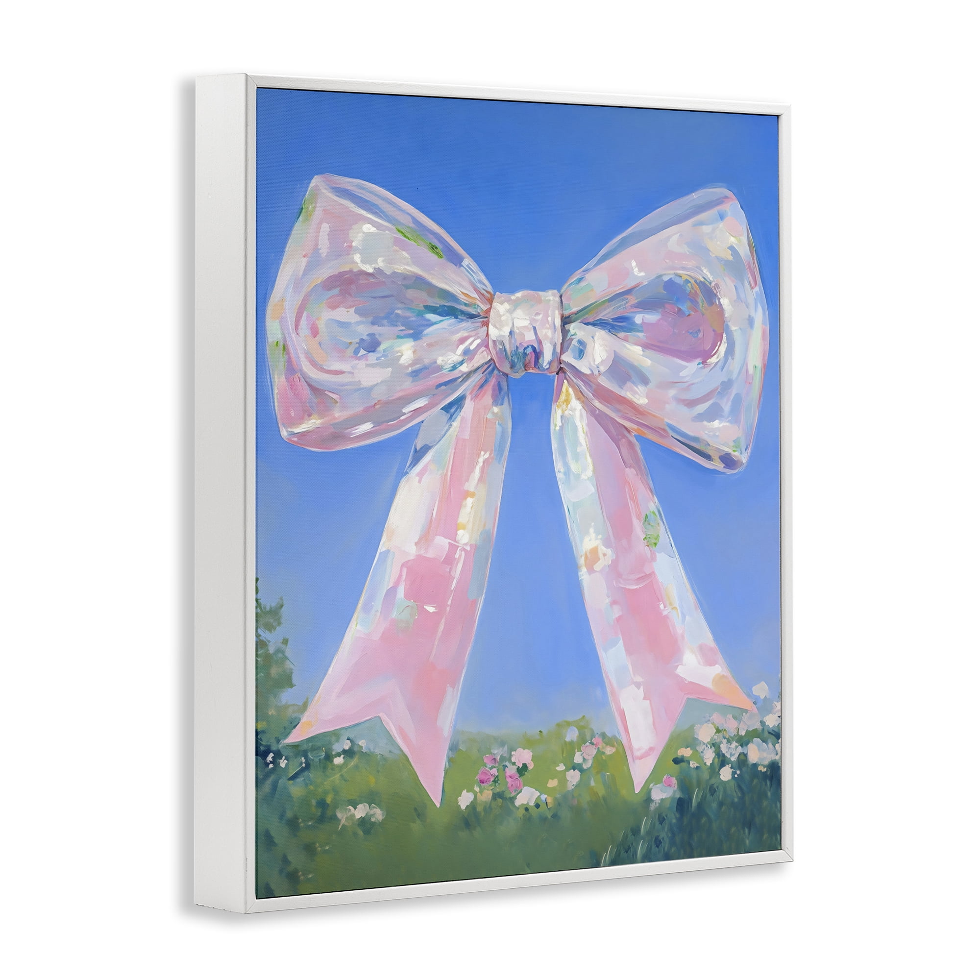 Stupell Industries Iridescent Pink Bow in Meadow White Framed Giclee Art, design by The Prints Vibe