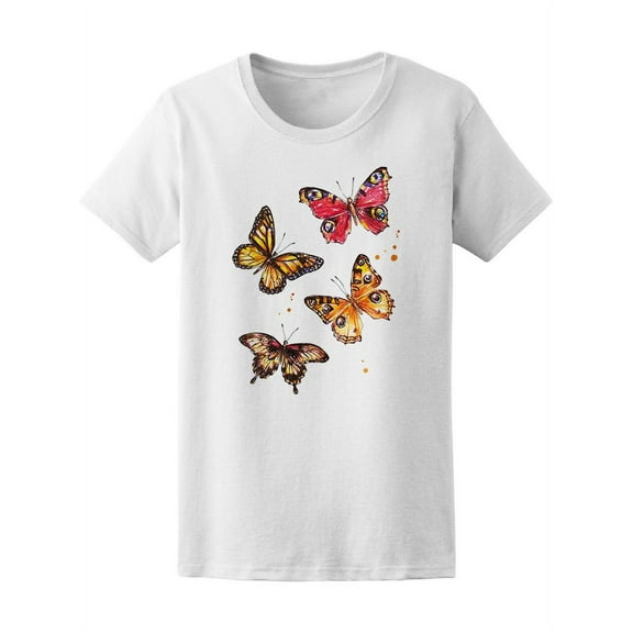 Beautiful Colorful Butterflies T-Shirt Women -Image by Shutterstock, Female Small