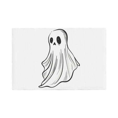 

Table Placemats Set of 4 - Cute Ghost Simple Drawing 12x18 In Faux Linen Double Heat Resistant Place Mats Cloth Indoor/Outdoor Placemats Washable Table Mats for Dining Kitchen Party