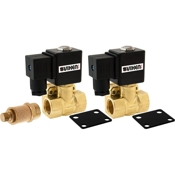 Vixen Air 1/2" NPT Air Ride Suspension High Flow Electric Air Valve (Solenoid) 250 PSI (2-Pack) with One 1/2" Flow/Dump Control Valve VXF4012M-2