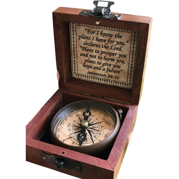 Religious Gifts for Men Engraved Compass for I Know The Plans -God, Camping Compass Christian Gifts Catholic Boys Girls Baptism Communion Inspirational Graduation Gifts (#1 for I Know Compass)