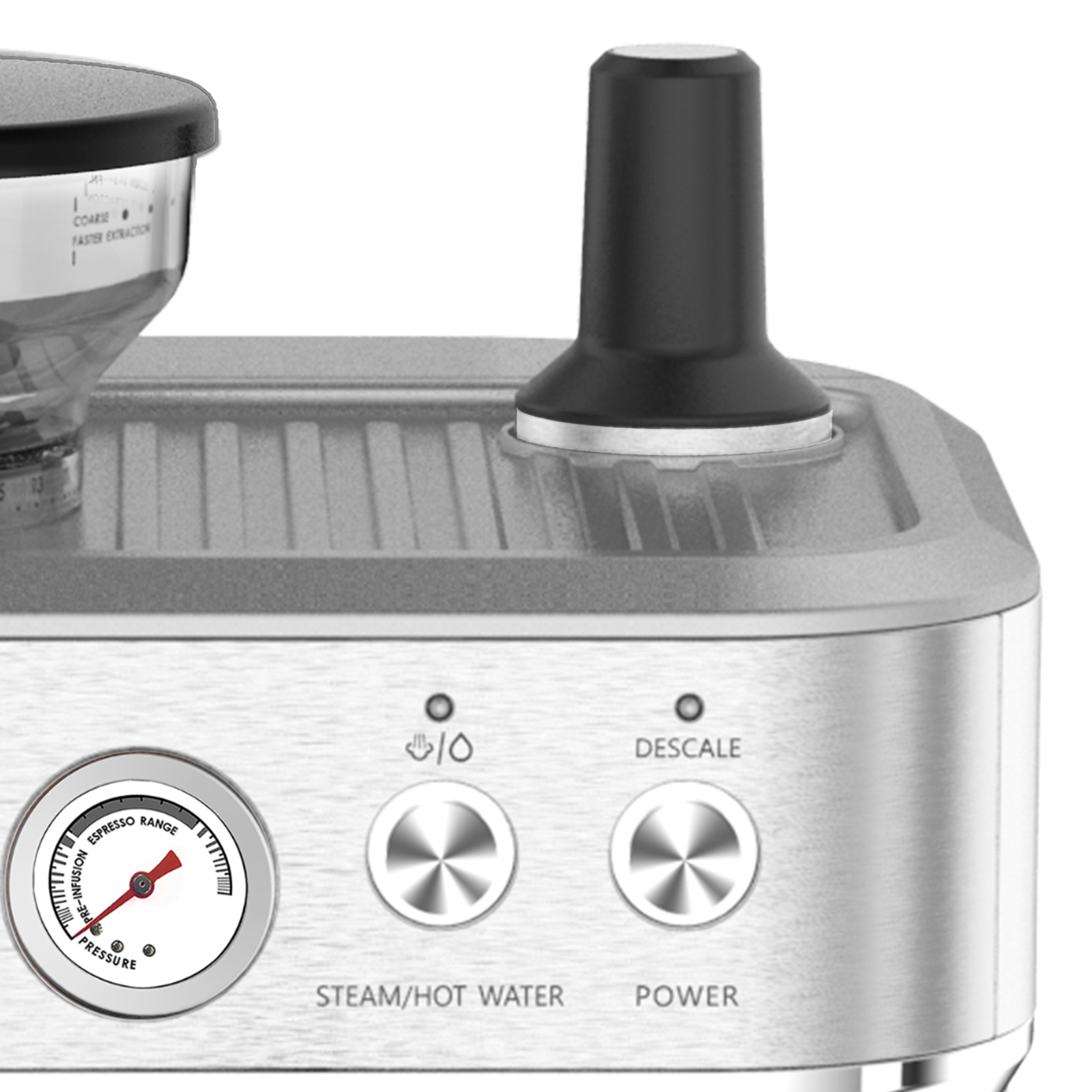 Espresso Coffee Machine, Stainless Steel 15 Bar Compact Espresso Maker with 60oz Removable Water Tank, Milk Frother Wand and Grinder