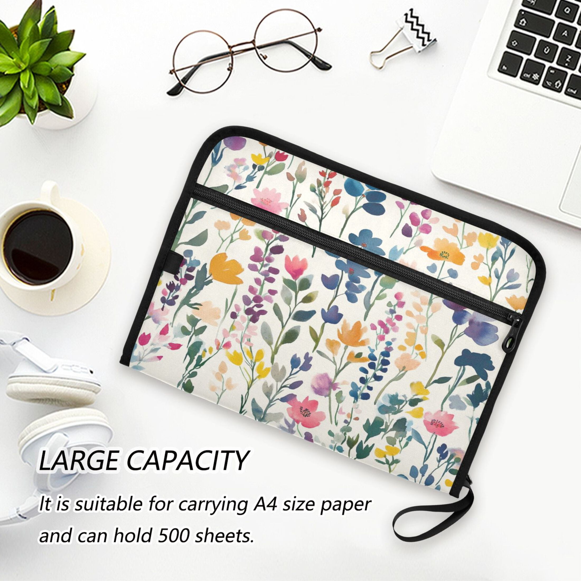 WOBOGO Colorful Abstract Flower Expanding File Folder Letter Size Accordion Filing Organizer 13 Pocket Separate Organ Pocket