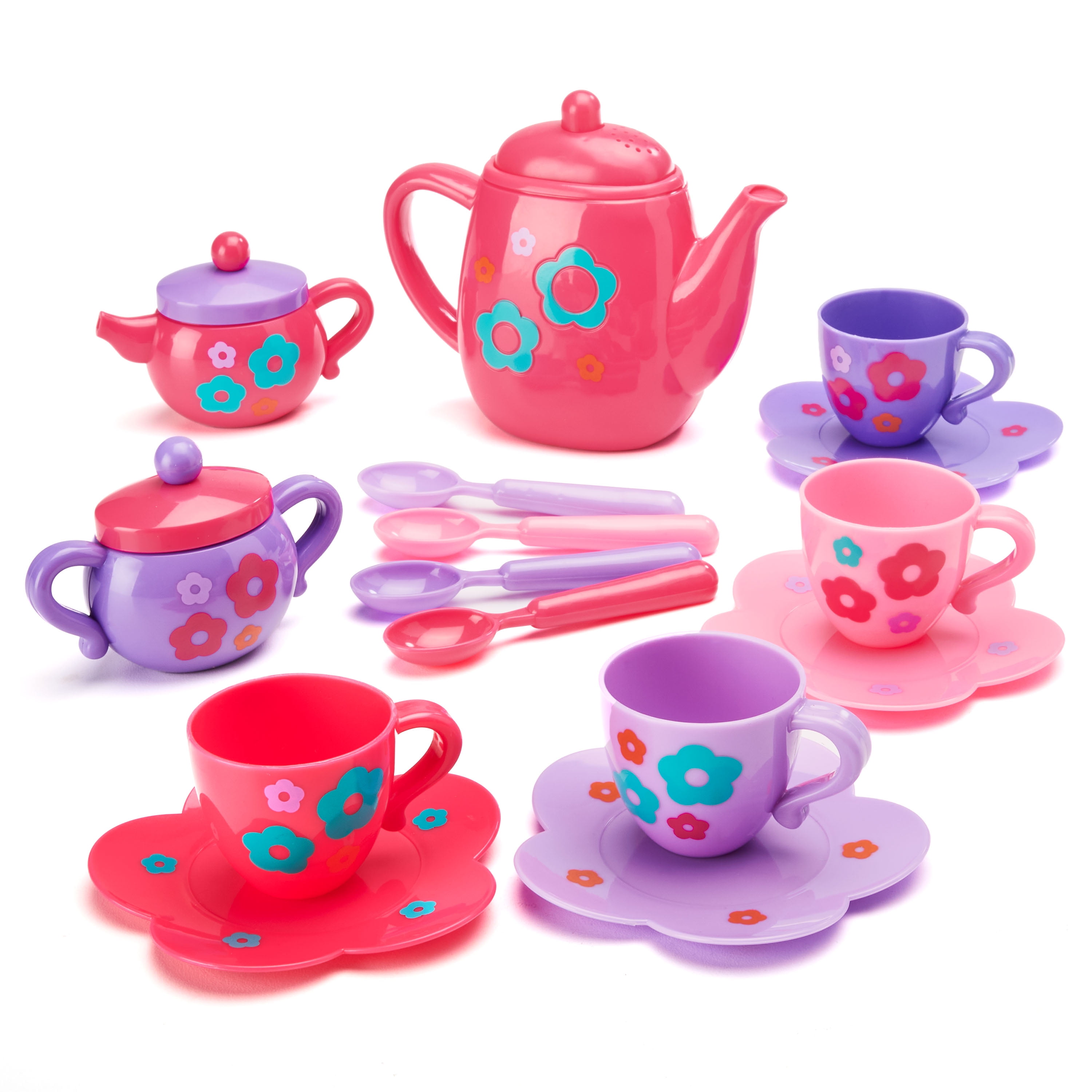 18Pcs Plastic Tea Set Pretend Play Toy Educational Toy for Kids Toddler Gift 