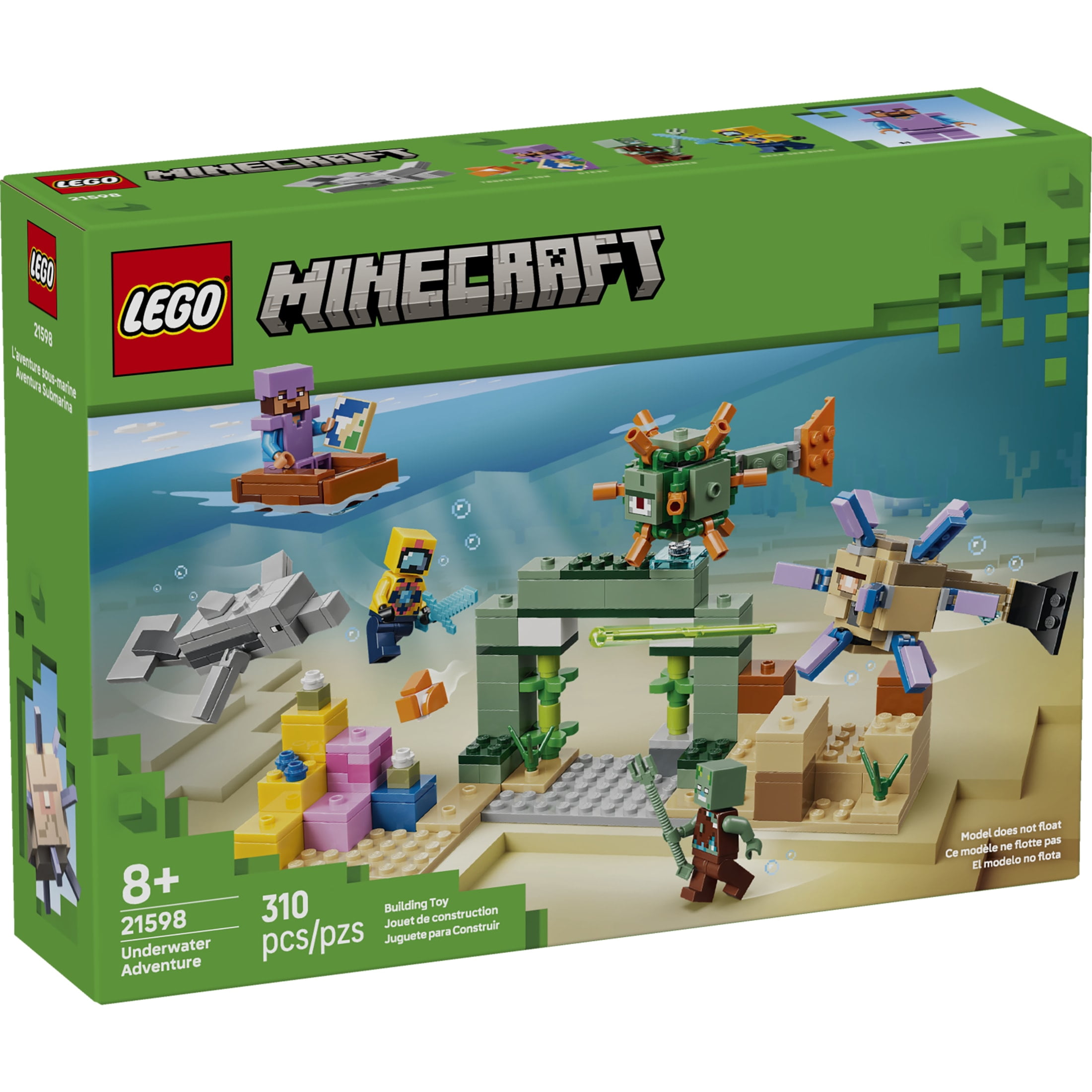 LEGO Minecraft Underwater Adventure - Building Toy for Boys & Girls, Ages 8+ - Minecraft Toys, Figures & Playsets - Gift for Kids & Gamers - 21598