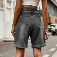 thumbnail image 2 of HXWCHs Women's Jeans Women Ripped Denim Shorts Straight Leg Distressed Casual Comfortable Fashion Five Pocket Design Gray L, 2 of 7