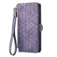 thumbnail image 2 of Funda de cuero con hebilla lateral y cremallera geométrica para Samsung Galaxy S23 Ultra 5g (rosa), 2 of 5