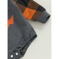 thumbnail image 5 of Bmnmsl Baby Halloween Romper Plaid Long Sleeve Round Neck Pumpkin Face Print Bodysuit, 5 of 7