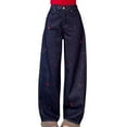 thumbnail image 2 of Olyvenn Girls Wide Leg Jeans Baggy Heart Embroidery Elastic High Waist Denim Pants Vintage Y2k Streetwear Athletic Teen Clothes Blue M, 2 of 3