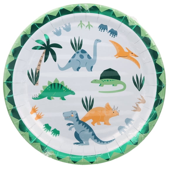 Dinosaur Disposable Paper Party Plates, 9", Multicolor, 8 Count, by Way To Celebrate