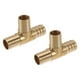 thumbnail image 1 of Accesorios para espiga de manguera de latón de 13/16" con conector en T de 3 vías para aire, agua, aceite, gas, combustible 1 pieza tono dorado, 1 of 1