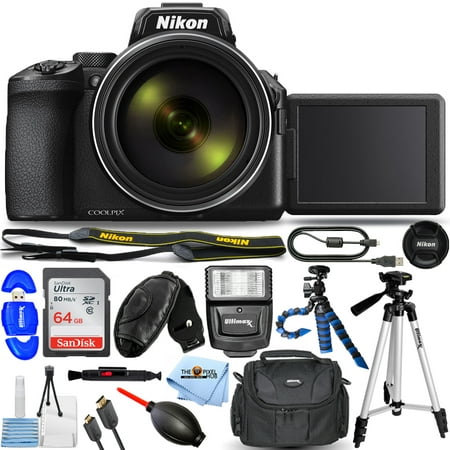 Nikon COOLPIX P950 Digital Camera 26532 - Pro Bundle with Sandisk Ultra 64GB SD, Flash, Gadget Bag, Tripods and More