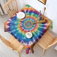 thumbnail image 2 of Rainbow Tie Dye Mandala Pattern Square Tablecloth,Waterproof Square Table Cover,Wipeable Spillproof Washable Table Cover for Home Kitchen Party Decor 42"X42"(107x107cm), 2 of 6