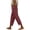 Wine, variant on Axiiglly Women's Capris Pants Casual Loose High Waist Cropped Pants with Pockets Solid Color Holiday Outdoor Trousers S-3XL