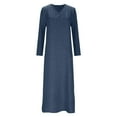 thumbnail image 4 of Conairie Flowy Dress for Women Solid Color V Neck Loose Stretch Fashion Long Sleeve A-Line Dress Lightweight Vocation Boho formal Dresses Navy L, 4 of 4