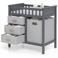 thumbnail image 6 of INFANS Baby Changing Table, Wooden Diaper Station Dresser with 3 Fabric Drawers, Laundry Hamper, Safety Belt, Pad for Nursery Infant, 6 of 10
