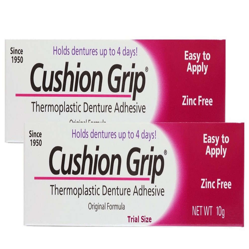 Cushion Grip Thermoplastic Denture Adhesive 10g Trial Size (Pack of 2