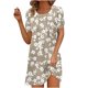 thumbnail image 1 of Vestido de Verano para las Mujeres Gradiente Impreso Cuello en V Manga Corta de la Longitud Del Tobillo Vestido, Vestido Corto de Verano, 1 of 5