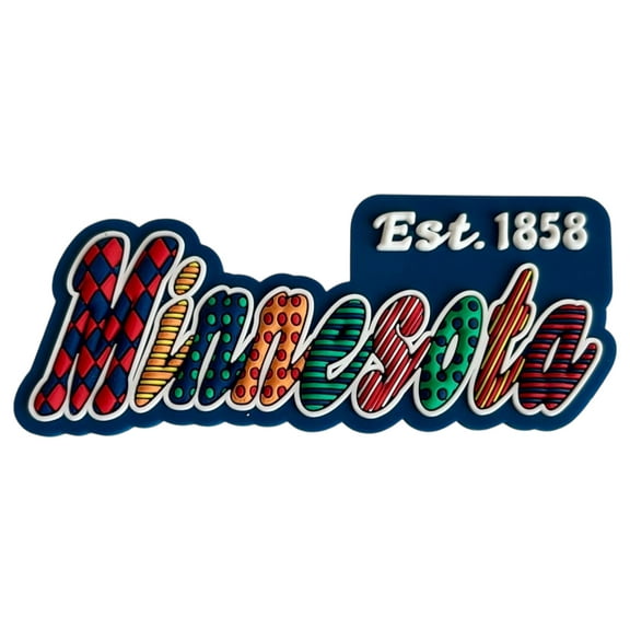 Minnesota Festive Multicolor Letters Fridge Designer Magnet 3.25" x 1.25"