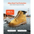 thumbnail image 3 of Steel Toe Work Boots for Men US Size 10 Waterproof with Slip-Resistant Rubber Sole, Durable Alloy Steel Toe Cap, Breathable Lightweight Design, Soft Foldable Construction, for Construction, 3 of 11