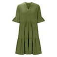 thumbnail image 7 of Women's Casual Summer Dress Short Sleeve Dress With Pockets Beach A Line Casual Dress Olive Green, 7 of 7